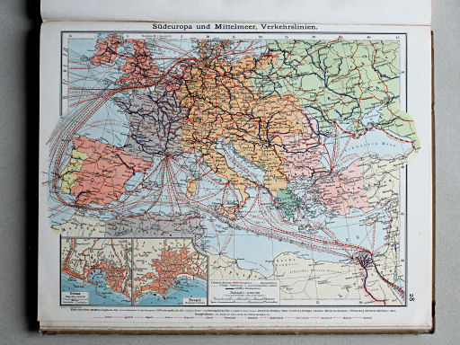 Scobel Handelsatlas, 1902
28. Südeuropa und Mittelmeer, Verkehrslinien