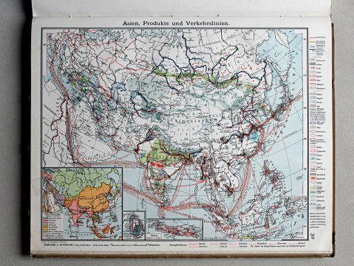 Scobel Handelsatlas, 1902
30. Asien, Produkte und Verkehrslinien