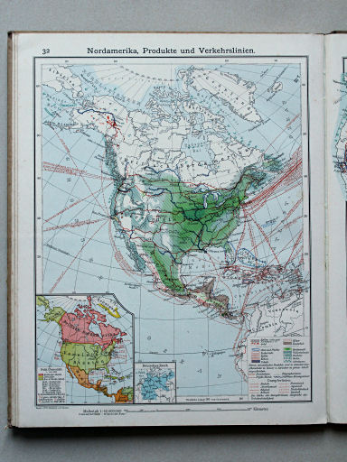 Scobel Handelsatlas, 1902
32. Nordamerika, Produkte und Verkehrslinien