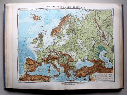 Debes' Neuer Handatlas, 1913
12a. Europa, Flusz- & Gebirgskarte