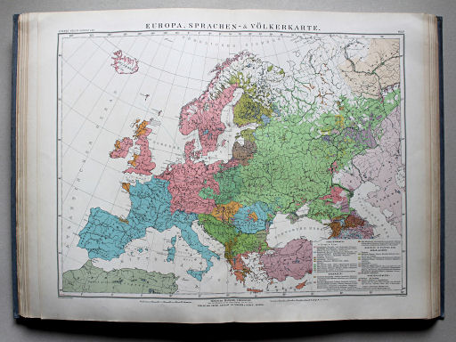 Debes' Neuer Handatlas, 1913
12c. Europa, Sprachen- & Völkerkarte
