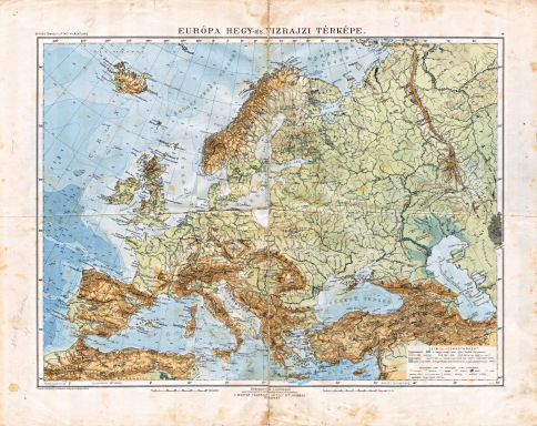 Kogutowicz-Littke: Világatlasz, 1912-1914
15-16. Európa hegy- és vizrajzi térképe