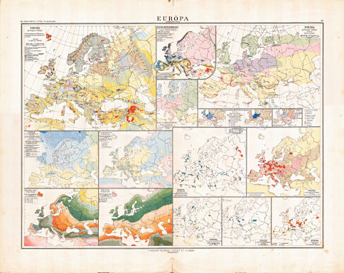 Kogutowicz-Littke: Világatlasz, 1912-1914
19-20. Európa 16 különféle térkép
