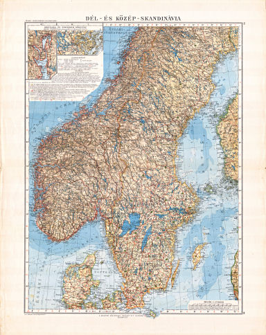 Téleki-Kogutowicz: Világatlasz, 1912-1914
65-66. Dél- és Közép-Skandinávia