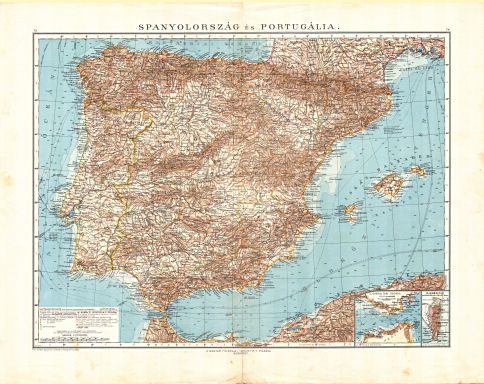 Kogutowicz-Littke: Világatlasz, 1912-1914
73-74. Spanyolország és Portugália