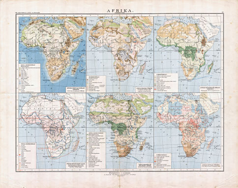 Kogutowicz-Littke: Világatlasz, 1912-1914
99-100. Afrika. 6 különféle térkép