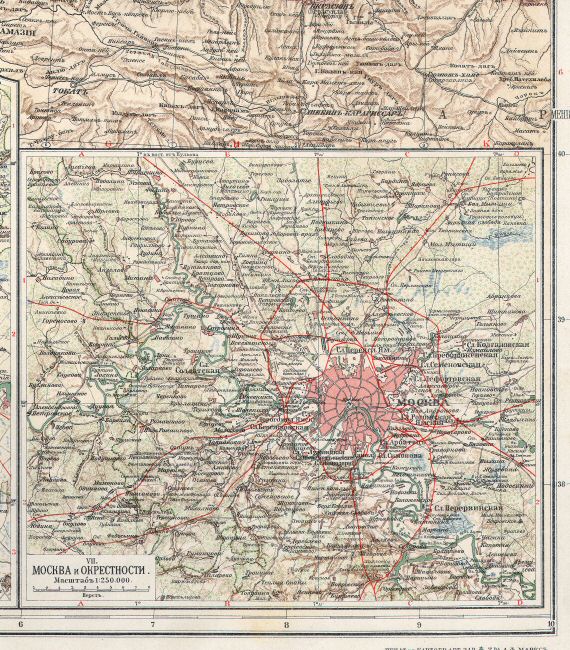 Атласъ Маркса / Atlas Marksa 1910
28.VII Москва и окрестности
Moskou en omgeving / Moscow and environs