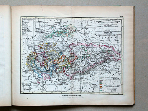 E. Wagner's Atlas der Geheele Aarde, ca. 1850
10. Das Königreich Sachsen. Die Grossherzogl. und Herzoglich Sachsischen Länder. Die Fürstlich Reuss und Schwarzburg'schen und Herzoglich Anhalt'schen Länder
