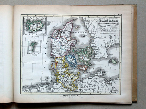 E. Wagner's Atlas der Geheele Aarde, ca. 1850
19. Dänemark, Holstein & Lauenburg nebst Island und den Fär Öer