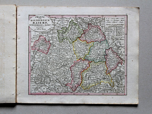 Johann Walch, Neuester Schul-Atlass, 1824
25. Charte vom Koenigreich Baiern, Würtemberg u. Baden